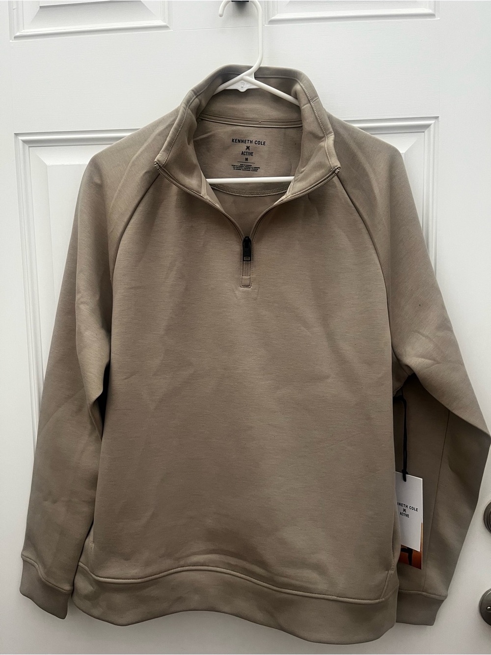 Kenneth Cole Men's Zip-Up Pullover Sweater in Taupe